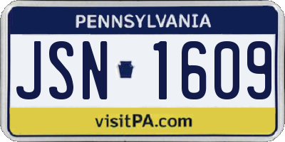PA license plate JSN1609