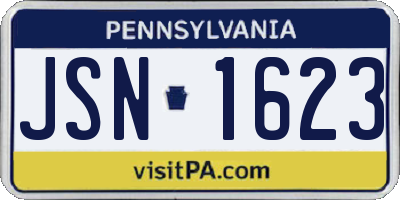 PA license plate JSN1623