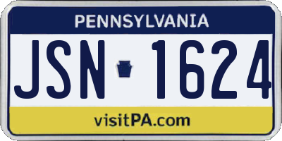 PA license plate JSN1624
