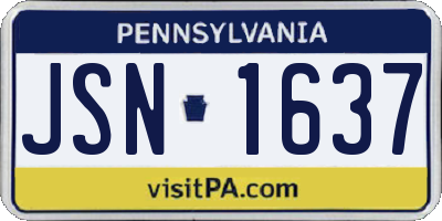 PA license plate JSN1637