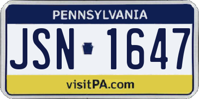 PA license plate JSN1647