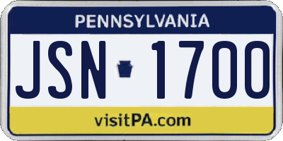 PA license plate JSN1700