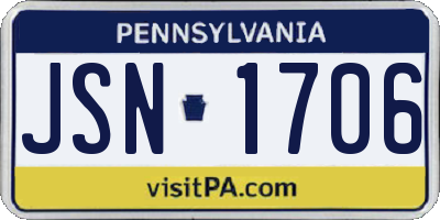 PA license plate JSN1706