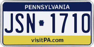 PA license plate JSN1710