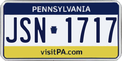 PA license plate JSN1717
