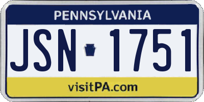 PA license plate JSN1751