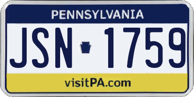 PA license plate JSN1759