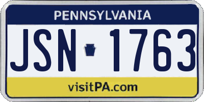 PA license plate JSN1763
