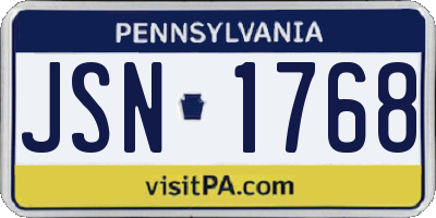 PA license plate JSN1768