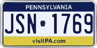 PA license plate JSN1769