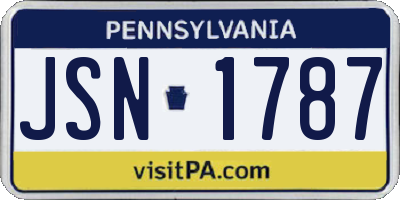 PA license plate JSN1787