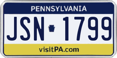 PA license plate JSN1799