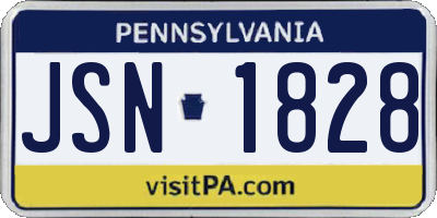 PA license plate JSN1828