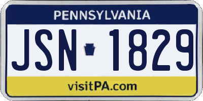 PA license plate JSN1829