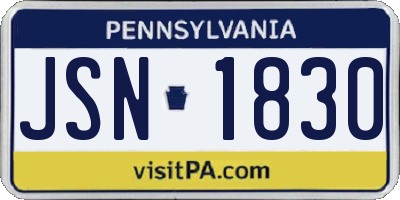 PA license plate JSN1830