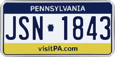 PA license plate JSN1843