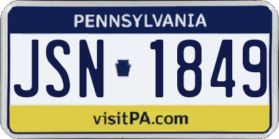 PA license plate JSN1849
