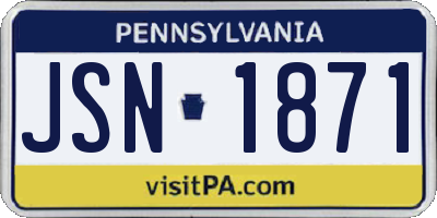 PA license plate JSN1871