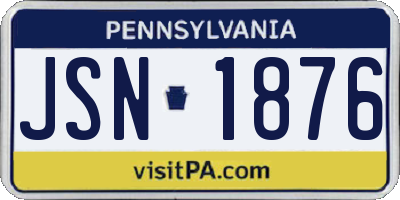PA license plate JSN1876