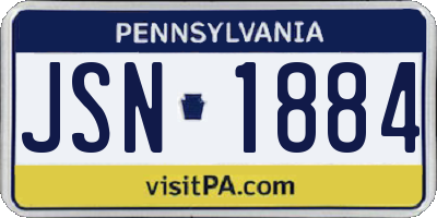 PA license plate JSN1884