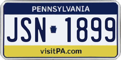 PA license plate JSN1899