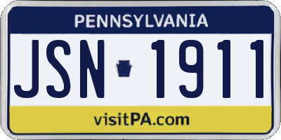 PA license plate JSN1911