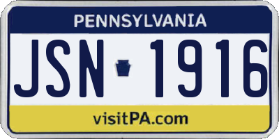 PA license plate JSN1916