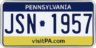 PA license plate JSN1957