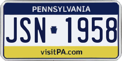 PA license plate JSN1958