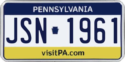 PA license plate JSN1961