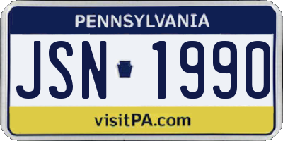 PA license plate JSN1990