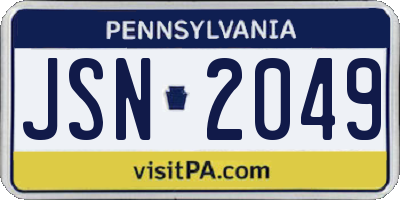 PA license plate JSN2049