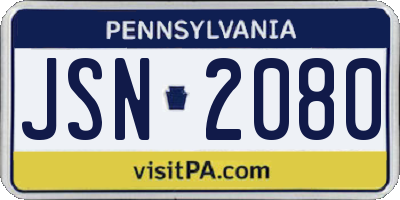 PA license plate JSN2080