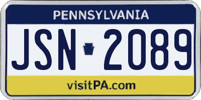PA license plate JSN2089
