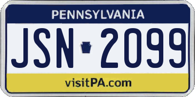 PA license plate JSN2099