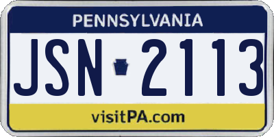 PA license plate JSN2113