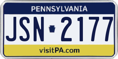 PA license plate JSN2177