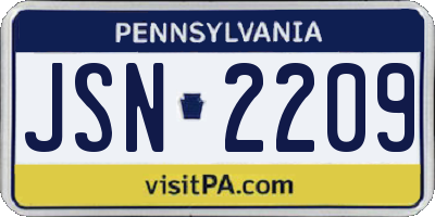 PA license plate JSN2209