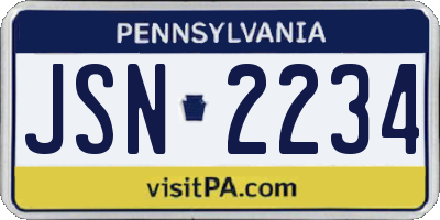 PA license plate JSN2234