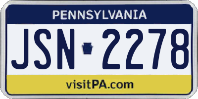 PA license plate JSN2278