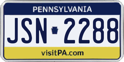 PA license plate JSN2288