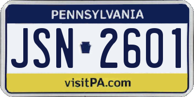 PA license plate JSN2601