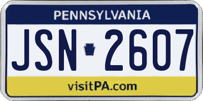 PA license plate JSN2607