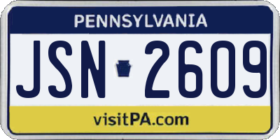 PA license plate JSN2609