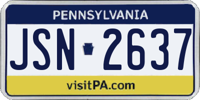 PA license plate JSN2637