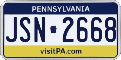 PA license plate JSN2668