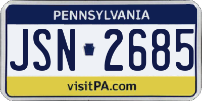 PA license plate JSN2685