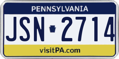 PA license plate JSN2714