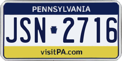 PA license plate JSN2716