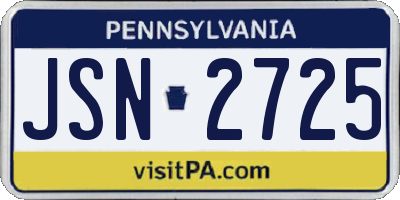 PA license plate JSN2725